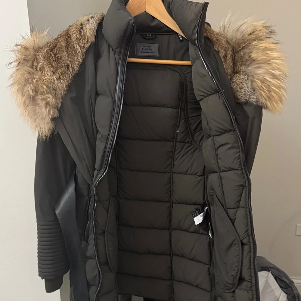 Women's Rudsak Fur-Trimmed Dark Green Winter Coat - Picture 4 of 4